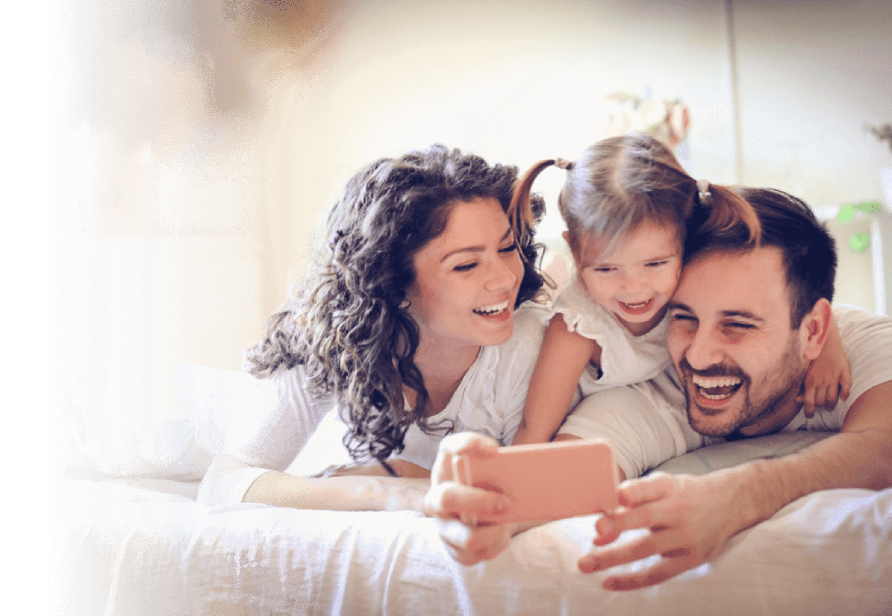 Happy family on couch